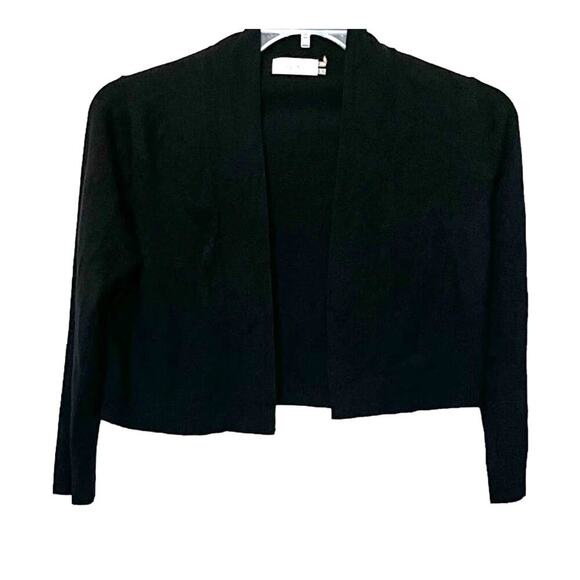CALVIN KLEIN LONG SLEEVE SHORT WAIST SWEATER, WOMENS, L, BLACK, OPEN-FRONT - Picture 1 of 10